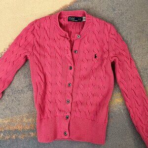 Ralph Lauren Cable-Knit Cotton Crewneck Cardigan